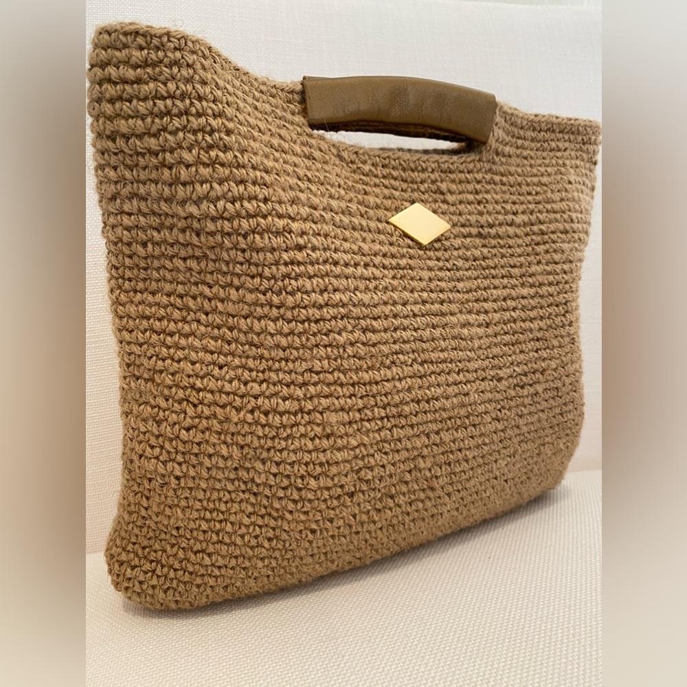 Handwoven Jute Bag with Leather Handle